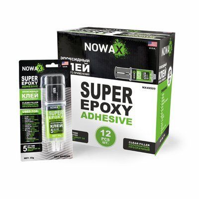 Клей епоксидний двокомпонентний SUPER EPOXY ADHESIVE, прозорий NX49509 NOWAX NX49509 фото
