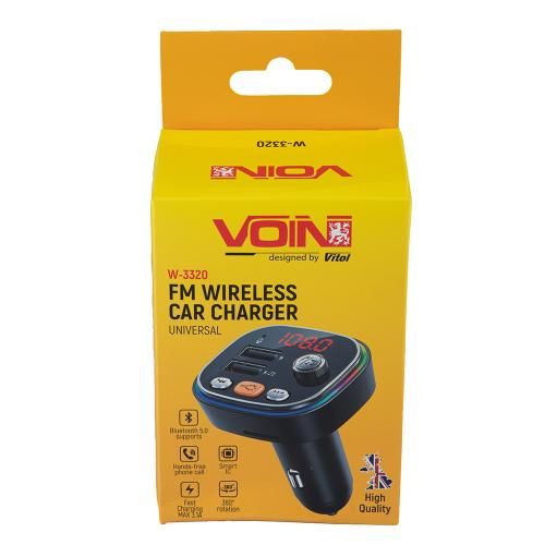 Модулятор FM, VOIN W-3320, 12-24V 2 USB 3,1A, Bluetooth 5.0, Hands-free, ambient light (W-3320) 15058343 фото