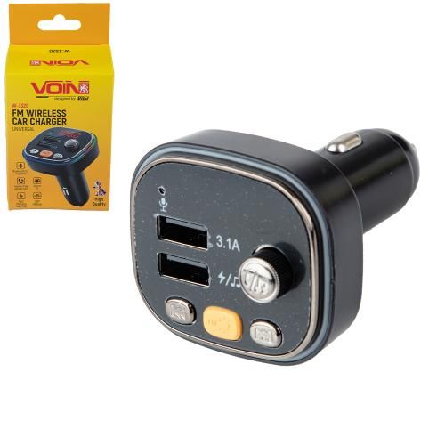 Модулятор FM, VOIN W-3320, 12-24V 2 USB 3,1A, Bluetooth 5.0, Hands-free, ambient light (W-3320) 15058343 фото