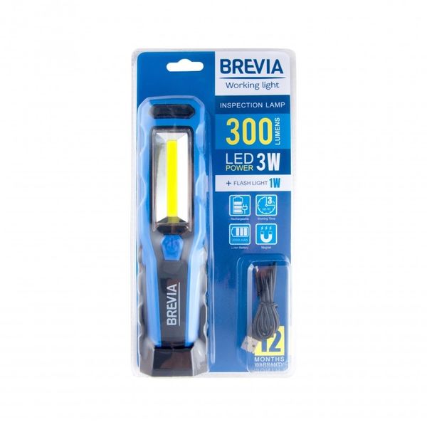 Лампа інсп. Brevia LED 3W COB+1W LED 300lm, 2000mAh, microUSB, блістер 11320 фото