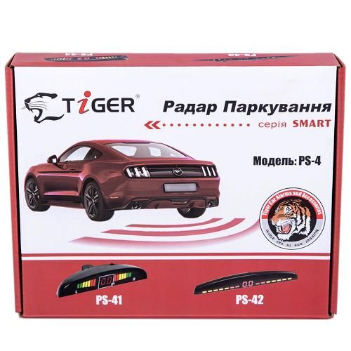 Парктронік TIGER PS-44/LED/4 датчики D=18мм/конектор/сiрий/сiрий (PS-44) 68770 фото