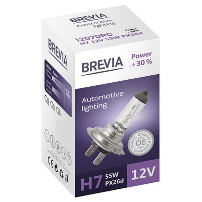Галогенова лампа Brevia H7 12V 55W PX26d Power +30% CP 12070PC BREVIA 12070PC фото