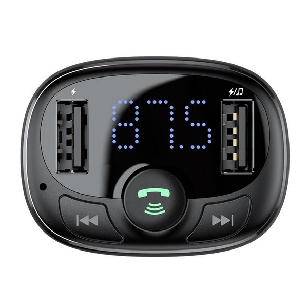 FM модулятор +АЗУ Baseus Bluetooth FM Launcher 2,4A 2USB (black) 23514 CCTM-01 фото