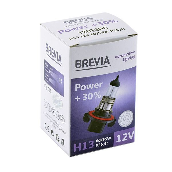 Галогенова лампа Brevia H13 12V 60/55W P26.4t Power +30% CP 12013PC фото