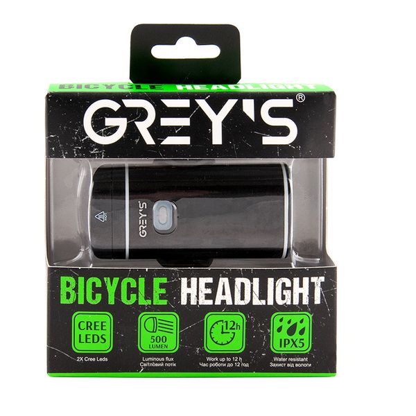 Grey's LEDs 2xCREE XPG350, 500lm, 1800mAh, раб. до 12ч, 4 реж, IPX5, microUSB, креп.на руль GR10140 фото