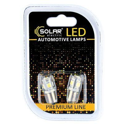 Лампа світлодіодна LED 12V T8.5 BA9s 5SMD 5050 white блістер 2шт. SL1331 SOLAR SL1331 фото