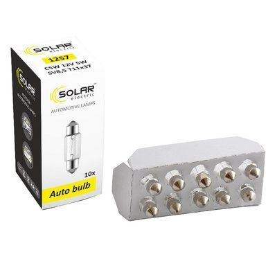 Лампа розжарювання C5W 12V 5W SV8.5 T11x37, 10шт 1257 SOLAR 1257 фото