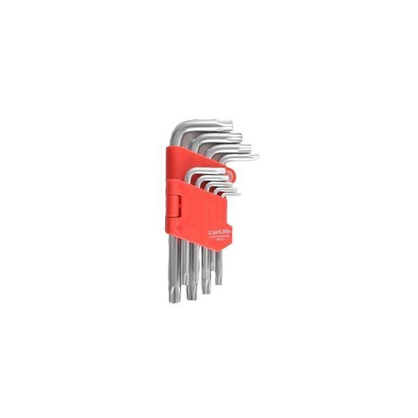 Набор ключей Torx 9шт. короткий T10 T15 T20 T25 T27 T30 T40 T45 T50 Г-образ торца с отворотом Carlife (WR2111)) WR2111 фото