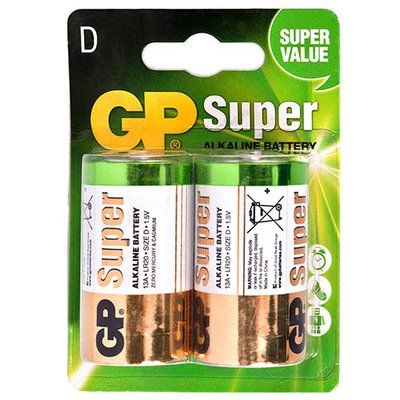 Батарейка GP SUPER ALKALINE 1.5V 13A-U2 лужна, LR20, D (4891199000003) 63468 фото