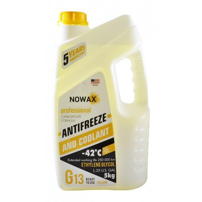 Антифриз NOWAX G13 -42°C жовтий готова рідина 5 кг (NX05007) NX05007 фото