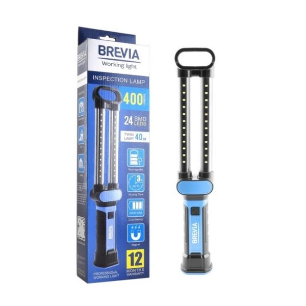 Лампа інсп.Brevia LED 24SMD, 40см, 400lm, 2000mAh, microUSB 11370 фото