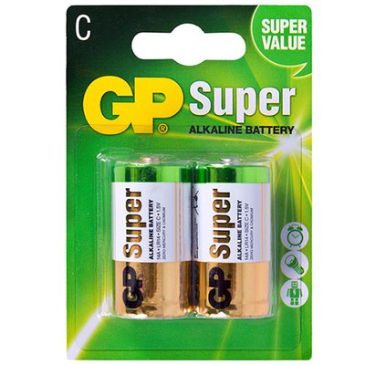 Батарейка GP SUPER ALKALINE 1.5V 14A-U2 лужна, LR14, С (4891199000010) 63470 фото