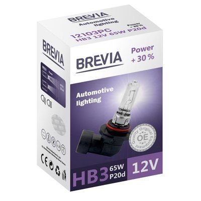 Галогенова лампа HB3 12V 65W P20d Power +30% CP 12103PC BREVIA 12103PC фото