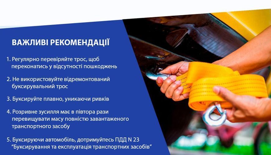 Трос буксирувальний ST1004/3т стрічка 47мм х 4,5м жовтий/карабін/блістер ТР-202-3-2 ТР-202-3-2 фото
