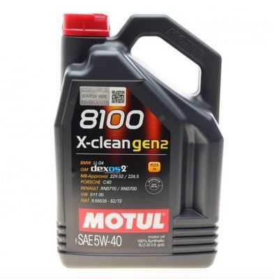 Motul109762 5W40/5L 8100 X-CLEAN GEN2 123457207 фото