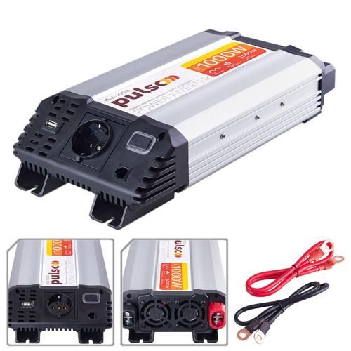 Перетворювач напруги PULSO/ISU-1000/12V-220V/1000W/USB-5VDC2.0A/син.хвиля/клеми (ISU-1000) 52524 фото