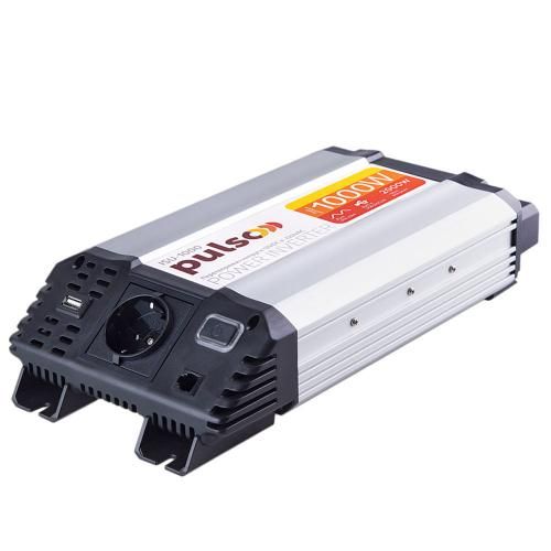 Перетворювач напруги PULSO/ISU-1000/12V-220V/1000W/USB-5VDC2.0A/син.хвиля/клеми (ISU-1000) 52524 фото