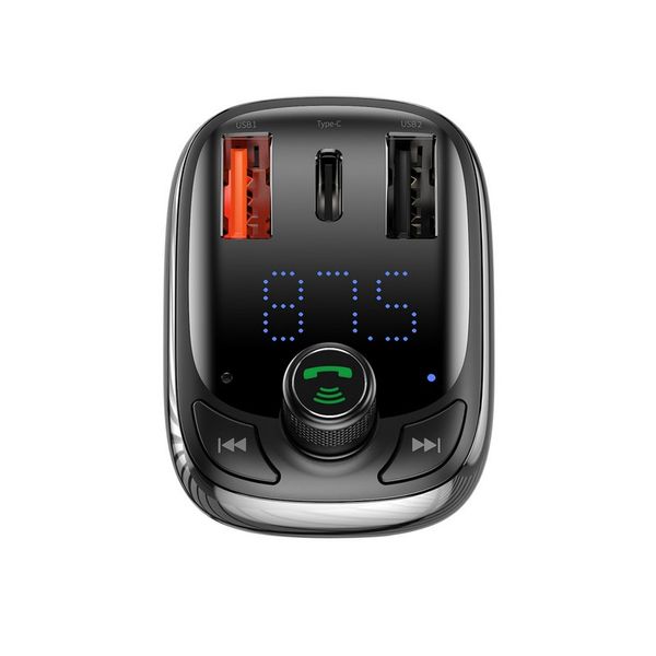 FM модулятор +АЗУ Baseus S-13 Bluetooth FM Launcher 2,4 A 2USB + Type-C (black) 24070 CCTM-B01 фото