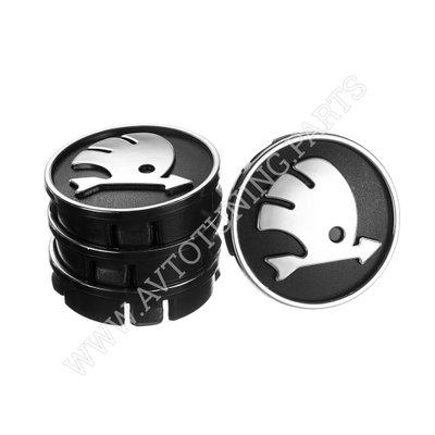 Заглушка колісного диска Skoda 60x55 чорний ABS пластик (4шт.) 50014 (50014) 68404 фото