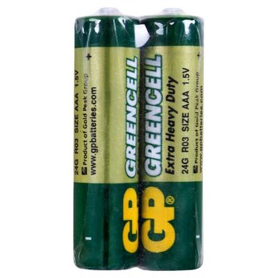 Батарейка GP GREENCELL 1.5V 24G-S2 сольова, R03, ААA (4891199000454) 63484 фото