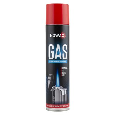Газ для заправки всіх типів запальничок багаторазових Gas, TM NOWAX, 300 мл (12шт/уп) NX74704 фото