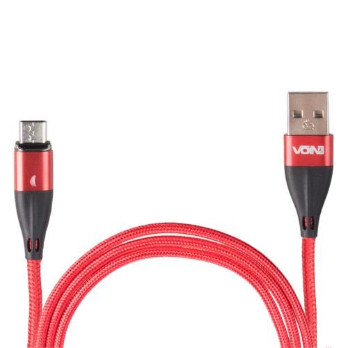 Кабель магнитный VOIN USB - Micro USB 3А, 1m, red (быстрая зарядка/передача данных) (VC-6101M RD) 113734 фото