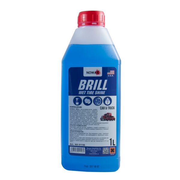 Поліроль для шин NOWAX BRILL WET TIRE SHINE 1L концентрат 1:3 1:1 NX01156 фото