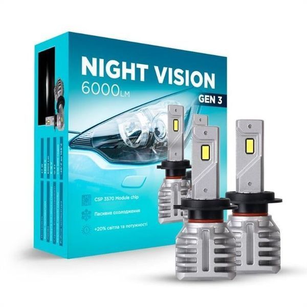 Світлодіодні лампи Н7 для авто Carlamp Night Vision Gen 3 Led автолампи 5500K 6000 Lm (NVG3H7) NVG3H7 фото