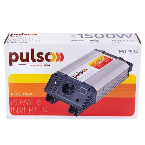 Перетворювач напруги PULSO/IMU-1524/24V-220V/1500W/USB-5VDC2.0A/мод.хвиля/клеми (IMU-1524) 203520 фото