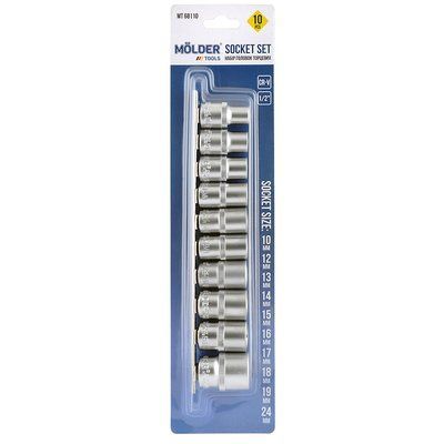 MOLDER Набір головок торцевих на планці Molder, 1/2_, 10-24 MM, CR-V, 10шт (5шт/уп) MT68110 MOLDER MT68110 фото