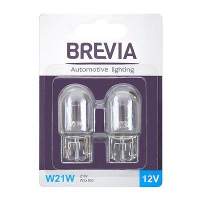 Лампа розжарювання W21W 12V 21W W3x16d B2, 2шт 12310B2 BREVIA 12310B2 фото