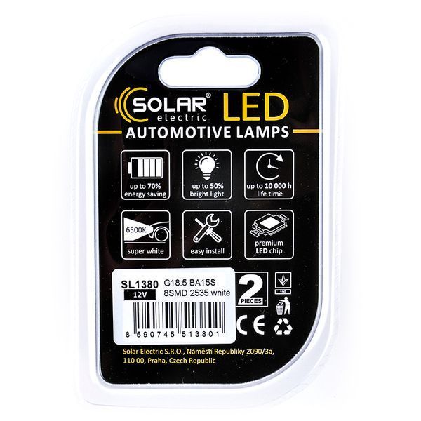 Лампы LED 12V P21W 8SMD 2535 Solar (2шт) (SL1380) SL1380 фото