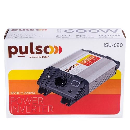 Перетворювач напруги PULSO/ISU- 620/12V-220V/600W/USB-5VDC2.0A/син.хвиля/клеми (ISU-620) 67138 фото