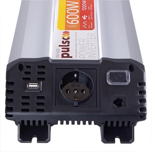 Перетворювач напруги PULSO/ISU- 620/12V-220V/600W/USB-5VDC2.0A/син.хвиля/клеми (ISU-620) 67138 фото