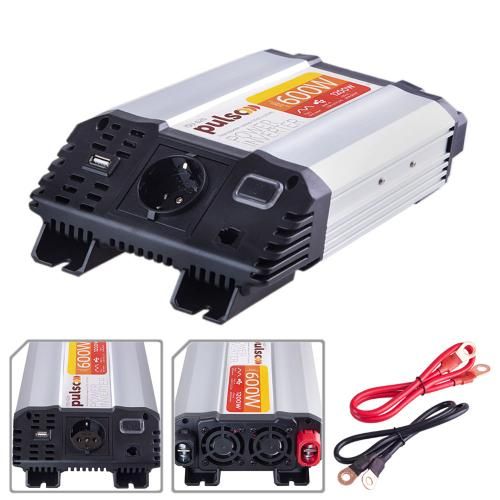 Перетворювач напруги PULSO/ISU- 620/12V-220V/600W/USB-5VDC2.0A/син.хвиля/клеми (ISU-620) 67138 фото