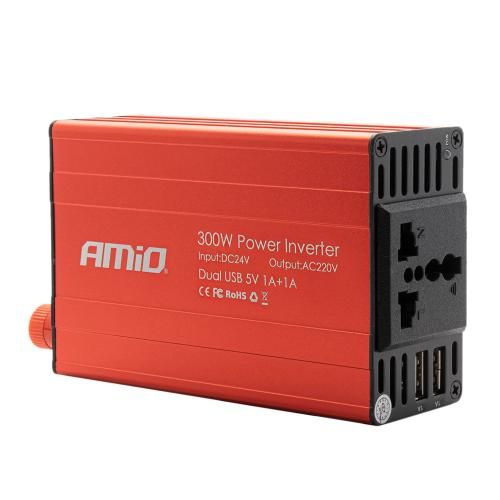 Преобразователь напряжения AMiO PI04 24В/230В 300Вт/600Вт 2xUSB (02471) 875169 фото