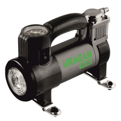 Автомобільний компрессор Uragan однопоршневий 35 л/хв з ліхтарем 90190 90190 фото