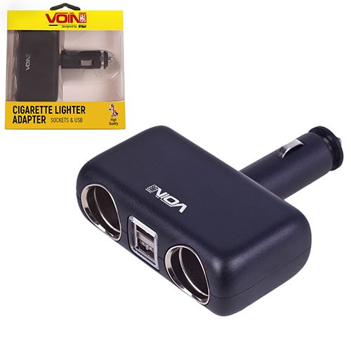 Розгалужувач (подовжувач) прикурювача VOIN 2 виходи +2USB 2400mA 12/24V SC-2004 змінний кут (SC-2004) 604540 фото