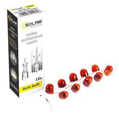 Лампа розжарювання WY5W AMBER 12V W2,1x9,5d, 10шт 1264 SOLAR 1264 фото