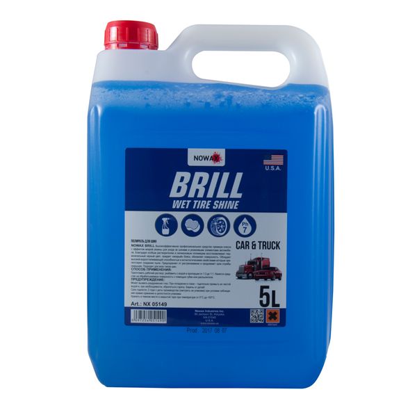 Поліроль для шин NOWAX BRILL WET TIRE SHINE 5L концентрат 1:3 1:1 NX05149 фото