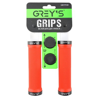 Гріпсі ручки на руль для велосипеда Greys із гумовим покриттям червоного кольору 2 шт. 130 мм з двостороннім замком для фіксації (GR17510) GR17510 фото