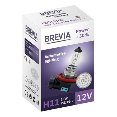 Галогенова лампа H11 12V 55W PGJ19-2 Power +30% CP 12011PC BREVIA 12011PC фото