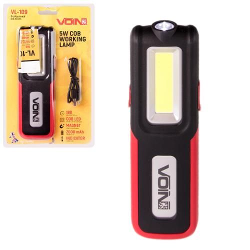 Переносная лампа "VOIN" VL-109, 5W-COB+3W XPE/Power Bank 2000mAh/магнит/инд. заряда (VL-109) 419153 фото